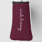 Couvre-club De Golf Script Bourgogne | Monogramme moderne élégant (Tourné à 90°)