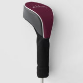 Couvre-club De Golf Script Bourgogne | Monogramme moderne élégant (Incliné)