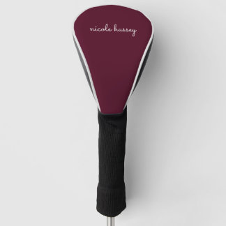 Couvre-club De Golf Script Bourgogne | Monogramme moderne élégant