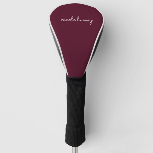 Couvre-club De Golf Script Bourgogne | Monogramme moderne élégant (Devant)