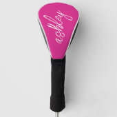 Couvre-club De Golf Script manuscrit rose chaud Monogramme (Devant)