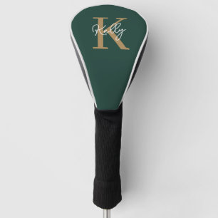 Couvre-club De Golf Script moderne Emerald Green Gold