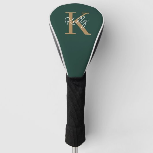 Couvre-club De Golf Script moderne Emerald Green Gold (Devant)