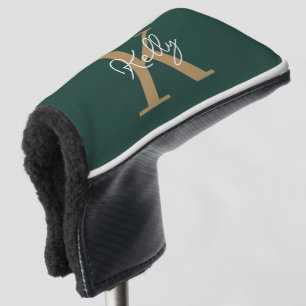 Couvre-club De Golf Script moderne Emerald Green Gold