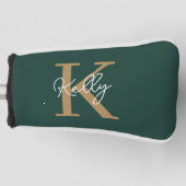 Couvre-club De Golf Script moderne Emerald Green Gold (Devant)