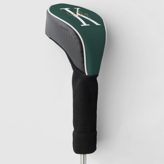 Couvre-club De Golf Script moderne Emerald Green Monogram (Incliné)