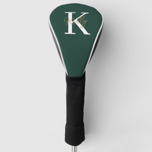 Couvre-club De Golf Script moderne Emerald Green Monogram (Devant)