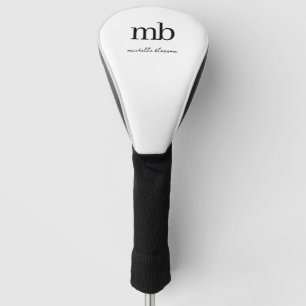 Couvre-club De Golf Script moderne noir blanc tendance Monogramme init