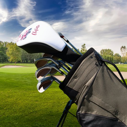 Couvre-club De Golf Script monogramme de cart rose