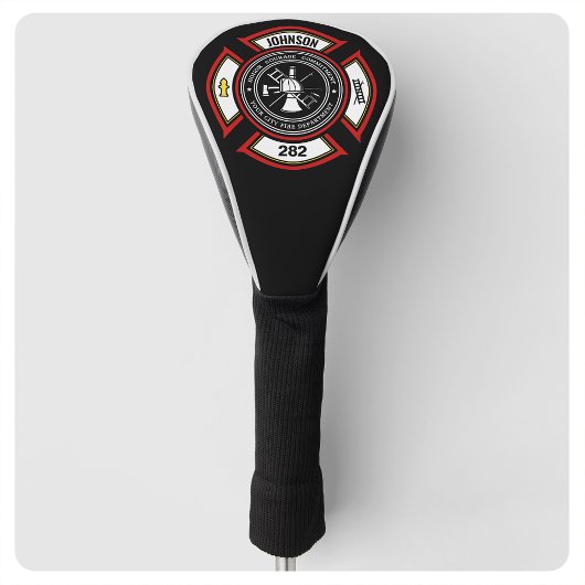 Couvre-club De Golf Service d'incendie AJOUTER LE NOM Pompier Insigne 