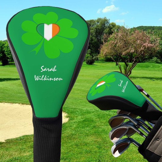 Couvre-club De Golf Shamrock Monogrammed, drapeau irlandais club de go