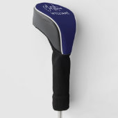 Couvre-club De Golf Signature Monogramme manuscrit Script BLEU (Incliné)
