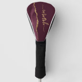Couvre-club De Golf Signature personnalisée Bourgogne Agate dorée (Devant)