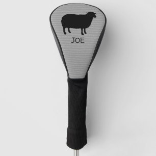 Couvre-club De Golf Silhouette de mouton noir avec texte personnalisé