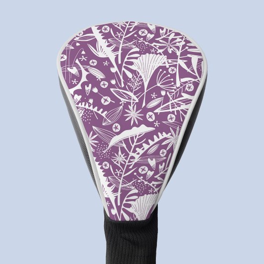 Couvre-club De Golf Silhouette florale Purple Botanique