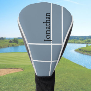 Couvre-club De Golf Simple bleu foncé noir minimaliste nom personnalis