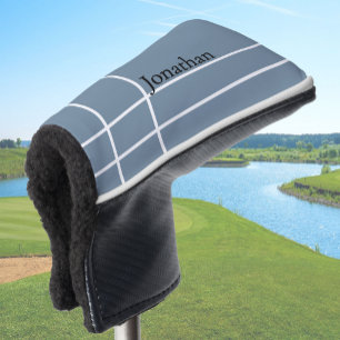 Couvre-club De Golf Simple bleu foncé noir minimaliste nom personnalis