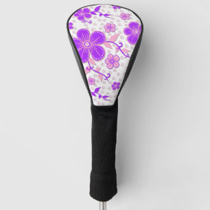 Couvre-club De Golf Simple Impression Florale Aquarelle Violet et Rose