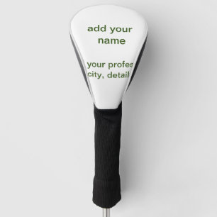 Couvre-club De Golf Simple minimal vert ajoutez votre texte nom photo