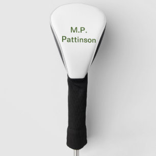 Couvre-club De Golf Simple minimal vert ajoutez votre texte nom photo