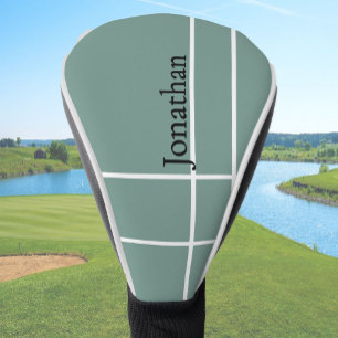 Couvre-club De Golf Simple sauge poussiéreuse noir minimaliste nom per