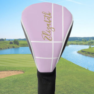 Couvre-club De Golf Simple violet minimaliste nom personnalisé dames