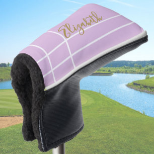 Couvre-club De Golf Simple violet minimaliste nom personnalisé dames