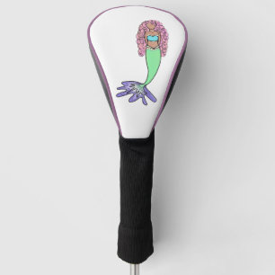 Couvre-club De Golf sirène arc-en-ciel rose bleu violet vert noir bouc