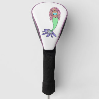 Couvre-club De Golf sirène arc-en-ciel rose bleu violet vert noir bouc