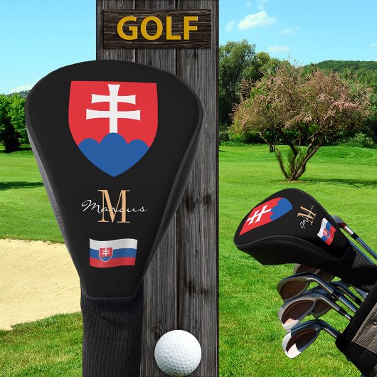 Couvre-club De Golf Slovaquie & Drapeau Clubs de Golf Monogrammes Couv