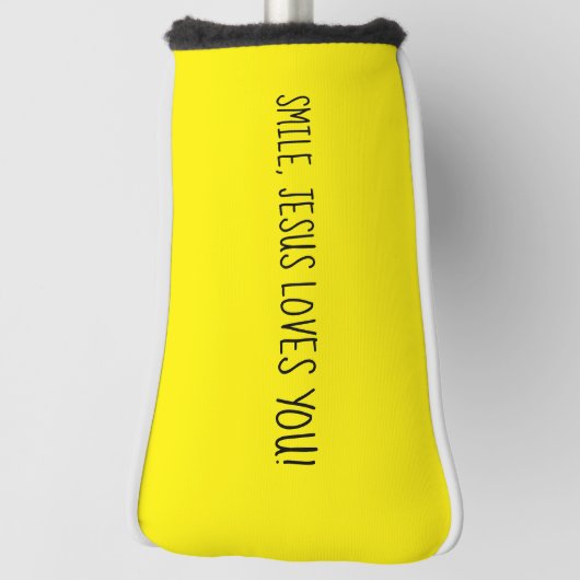 Couvre-club De Golf Souriez, Jésus Vous Aime Jaune Joyeux Soleil (Tourné à 90°)