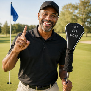 Couvre-club De Golf Sourire, Jésus vous aime en noir et blanc