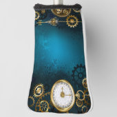 Couvre-club De Golf Steampunk Arrière - plan turquoise avec Gears (Tourné à 90°)