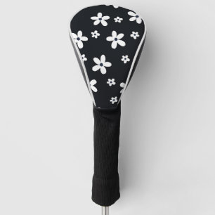Couvre-club De Golf Summer Boho Black White Daisy Flowers