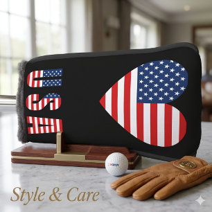 Couvre-club De Golf Symbole d'amour patriotique Golf Putter Head Cover