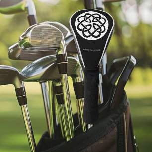Couvre-club De Golf Symbole de cercle en entrelacs celtique noir et bl