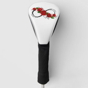 Couvre-club De Golf Symbole d'infini avec roses rouges