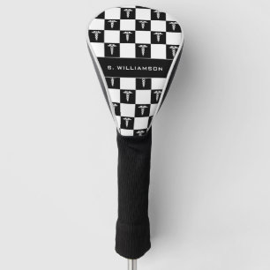 Couvre-club De Golf Symbole Médicale noir et blanc personnalisé Caduce