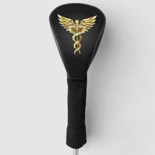 Couvre-club De Golf Symbole Polygonal Or Caduceus