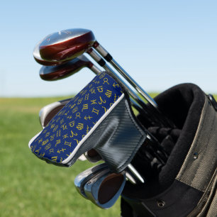 Couvre-club De Golf Symboles des signes d'astrologie Motif Gold+Dk Blu