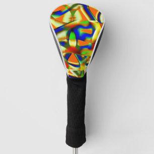 Couvre-club De Golf Taches de couleur sur bandes beiges verdâtres croi