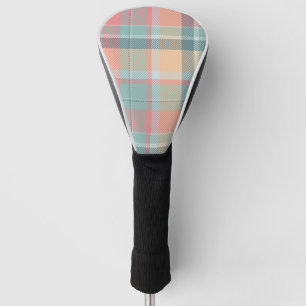 Couvre-club De Golf Tartan Pastels Peach Mint Lemon Motif élégant