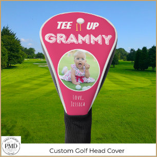 Couvre-club De Golf Tee It Up Grammy Personnalisé Photo Rose Chaud