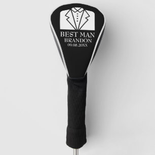 Couvre-club De Golf Témoin Mariage Cadeaux Nom Élégant Moderne Noir