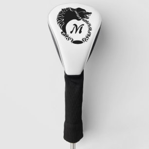 Couvre-club De Golf Tête de loup noir de tribus Silhouette Laurel Mon