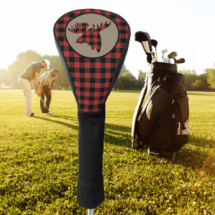 Couvre-club De Golf Tête d'orignal rouge noire