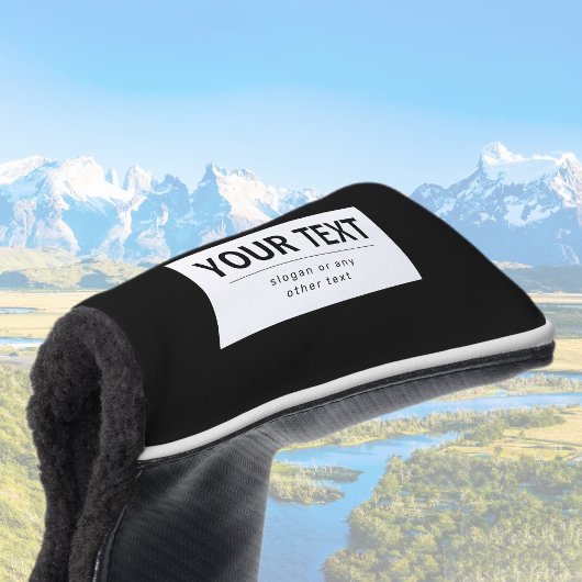 Couvre-club De Golf Texte modifiable moderne en gras | Noir & Blanc