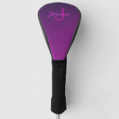 Couvre-club De Golf Texte monogramme modifiable moderne & Ombre violet (Devant)