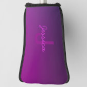 Couvre-club De Golf Texte monogramme modifiable moderne & Ombre violet (Tourné à 90°)