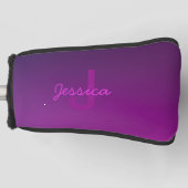Couvre-club De Golf Texte monogramme modifiable moderne & Ombre violet (Devant)